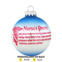 Nurse's Prayer Glass Bulb Ornament for Christmas Tree