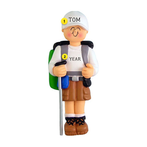 Personalized Hiking Ornament - Male