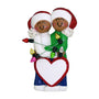 Couple Wrapped in Lights - African American personalized Christmas Ornament