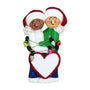 Couple Wrapped in Lights- African American Female, Caucasian Male Christmas Ornament