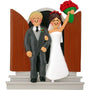 Newlyweds Couple Ornament - Male, Blond Hair and Female, Brown Hair