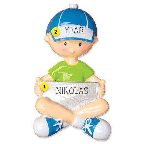 Personalized Boy with Tablet Ornament