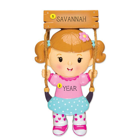Personalized Girl on Swing Ornament