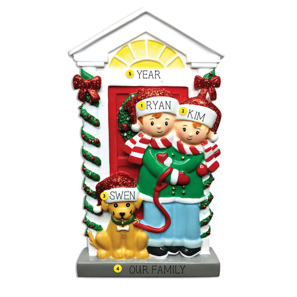 Personalized Couple with Dog Ornament