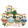 Personalized Penguin Family of 5  Ugly Sweater Ornament