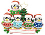 Personalized Penguin Family of 5  Ugly Sweater Ornament