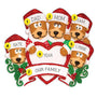 Brown Bear family of 5 with Heart personalized ornament