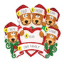 Brown Bear family of 5 with Heart personalized ornament