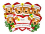 Brown Bear Family of 6 with Heart personalized ornament