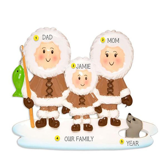 Eskimo Family of Three Ornament for Christmas Tree
