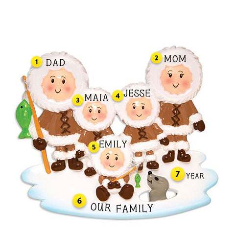 Eskimo Family of 5 Ornament