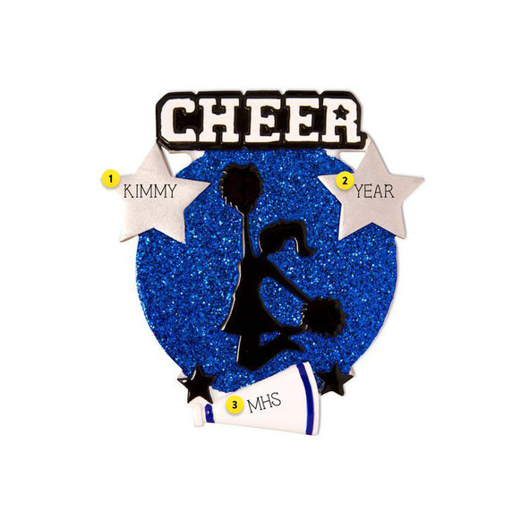 Personalized Cheer Ornament Blue