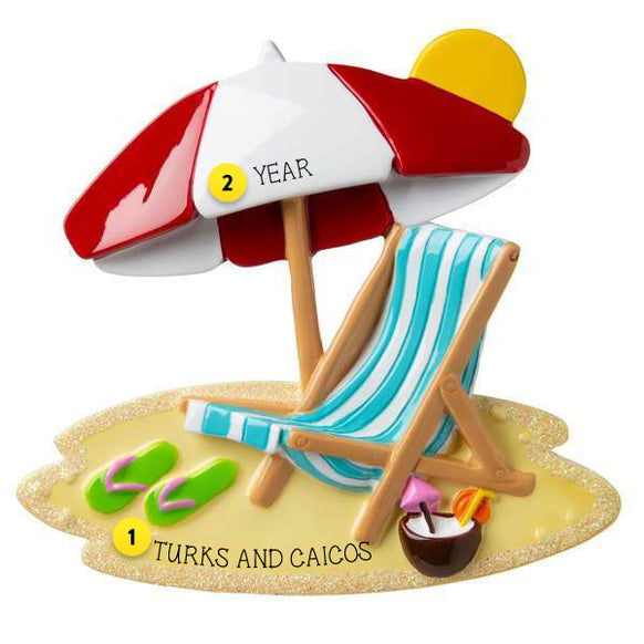 BEACH CHAIR AND UMBRELLA ORNAMENT FOR YOUR TREE