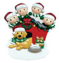 Family of 4 with Dog on doghouse resin ornament
