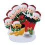 Family of 6 with dog  in doghouse personalized ornament