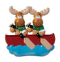Moose couple in canoe personalized ornament