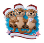 Otter Family of 3 with Santa Hats Personalized Resin Christmas Ornament