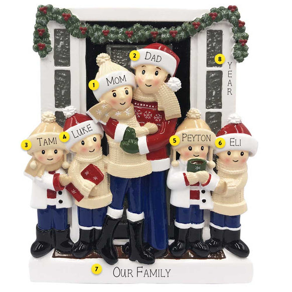 Farmhouse Family of 6 Ornament Personalized 