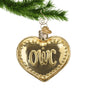 Old World Christmas Gold Heart with OWC letters like the charm attached to each ornament hanging by a gold swirl hook