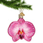 Pink Orchid Glass Christmas Ornament 