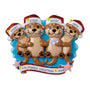 Otter Family of 4 in Santa Hats personalized resin ornament