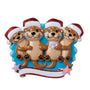 Otter Family of 4 in Santa Hats personalized resin ornament