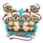 Otter Family of 6 in Santa Hats personalized resin ornament