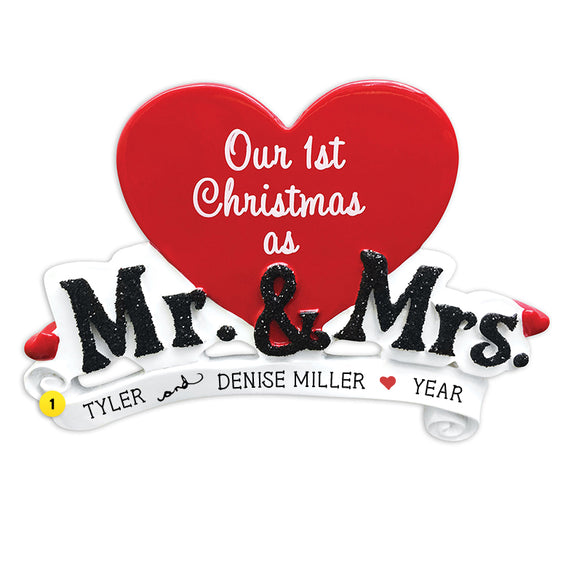 Personalized Our 1st Christmas as Mr. & Mrs. Ornament