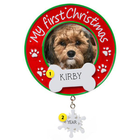 Dog's First Christmas Frame Personalized Ornament For Your Tree