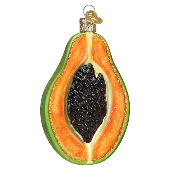 Papaya Glass Ornament Cut in Half- Old World Christmas