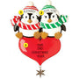 Penguin Couple Sitting on Heart Christmas Ornament