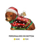Dachshund Dog glass Ornament dressed in santa hat and Christmas sweater