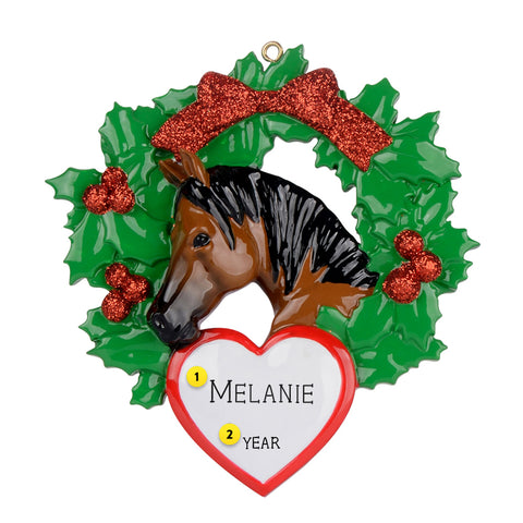 Brown Arabian Horse Personalized Christmas Ornament  