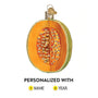 Personalized Cantaloupe Christmas Ornament Blown Glass picturing the inside of melon wedge cut out