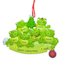 Frogs on a lily pad personalized family of 6 Christmas ornament 
