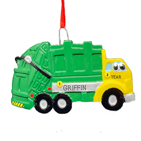 Personalized Trash Collecting Truck Christmas Ornament 