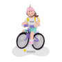 Girl with Brown Hair riding a purple bicycle personalized Ornament 
