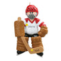 Ice Hockey Goalie Personalized Christmas Ornament decked out in pads, with helmet and hockey stick