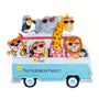 Family of six Personalized ornament jungle animals in a van