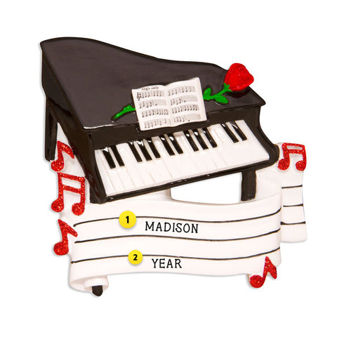 Grand Piano Christmas Ornament Personalized
