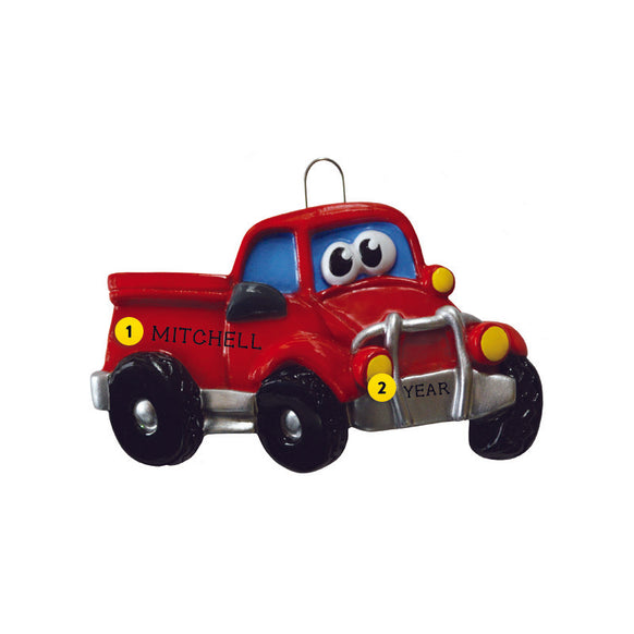Pick-Up Truck with Face Ornament for Christmas Tree