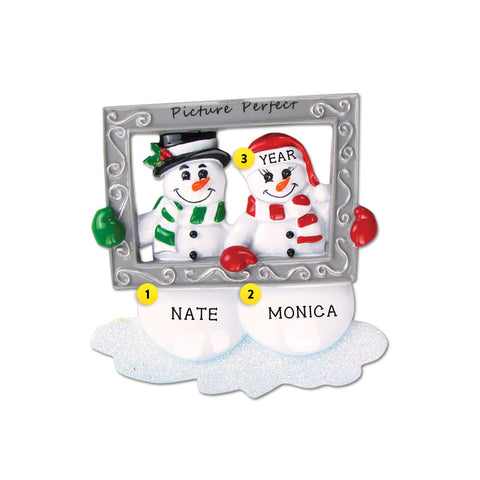 Personalized Picture Perfect Snowman Couple Ornament