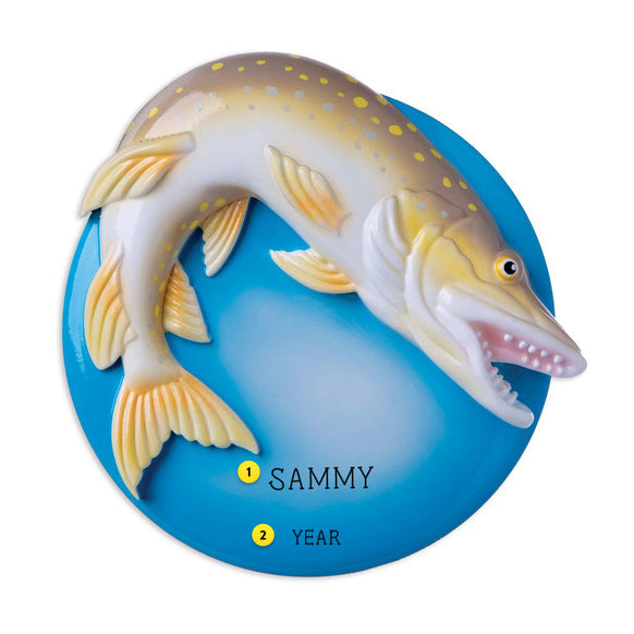 Northern Pike resin personalized ornament  
