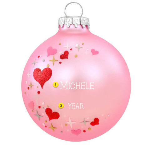 Pink Heart Swirl Glass Bulb Ornament
