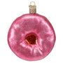 Pink glazed doughnut glass Christmas ornament 