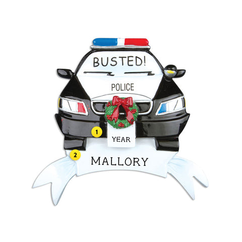 Police Car "Busted" Ornament for Christmas Tree