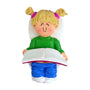 Potty Training Toddler Ornament - White Female, Blond Hair for Christmas Tree