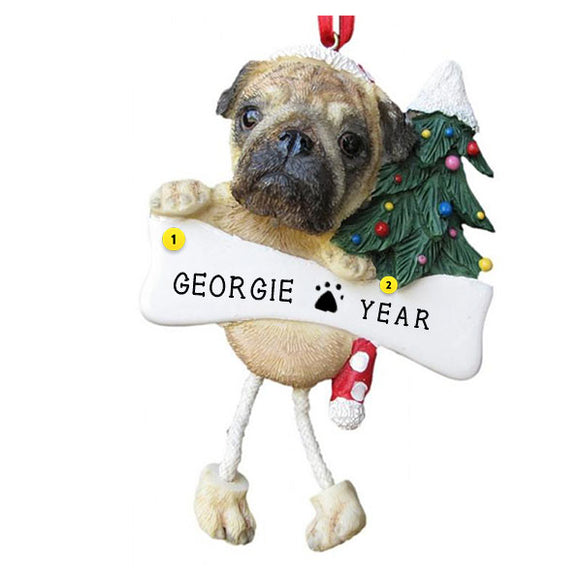 Pug Dog Ornament for Christmas Tree