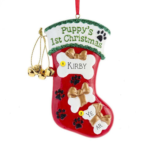 Puppy's 1st Christmas Stocking Christmas Tree Ornament