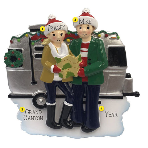 Couple in RV Christmas Ornament for the tree